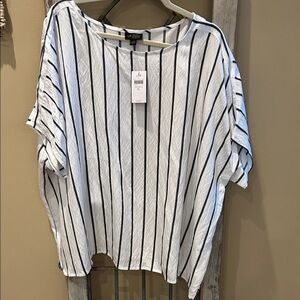 J. Jill White Tunic with Vertical Stripes